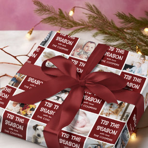 Papel De Regalo Es la Temporada Divertida Cuadrícula de Fotos Rega
