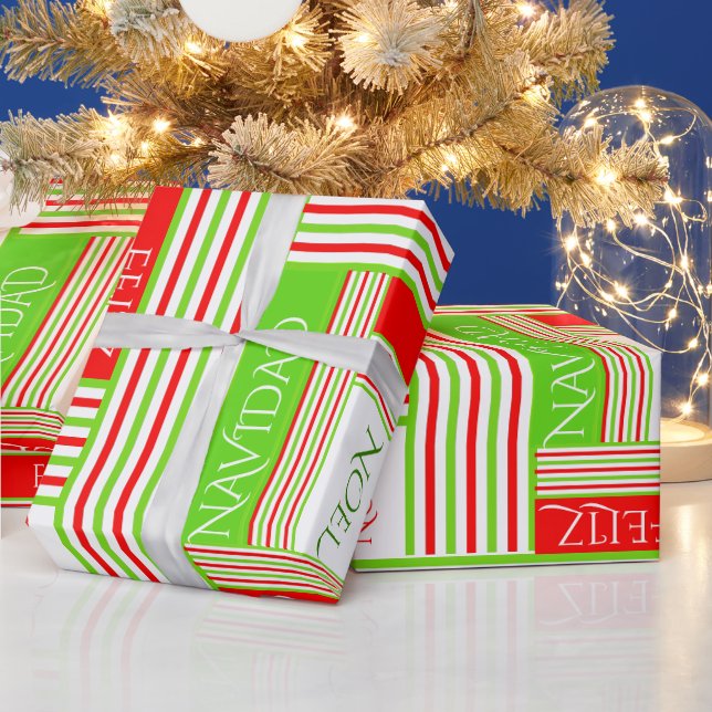 Papel De Regalo Es Noel Estampado Patrón Feliz Navidad (Vacaciones)