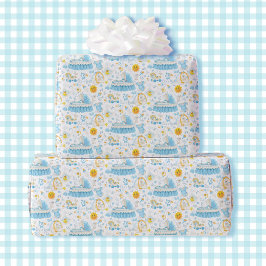 Papel De Regalo Es un Baby Shower de Boy Blue & White Bassinet