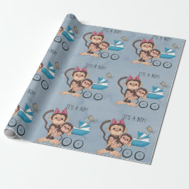 Papel De Regalo Es un Baby Shower de Boy Monkey