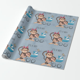 Papel De Regalo Es un Baby Shower de Boy Monkey