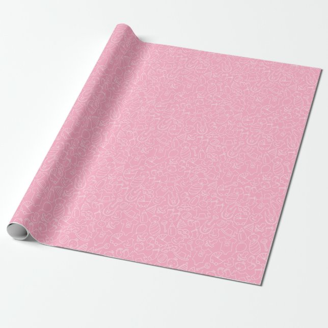Papel De Regalo Es un Baby Shower rosado Chica (Desenrollado)