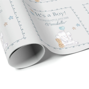 Papel De Regalo Es un bebé elefante niño y globo de acuarela