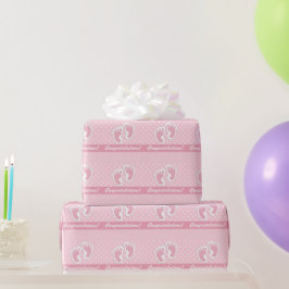 Papel De Regalo Es Un Chica Cute Pies De Bebé Polkadots Sobre El R