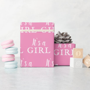 Papel De Regalo Es un Chica de tipografía rosa Fiesta de Baby Show