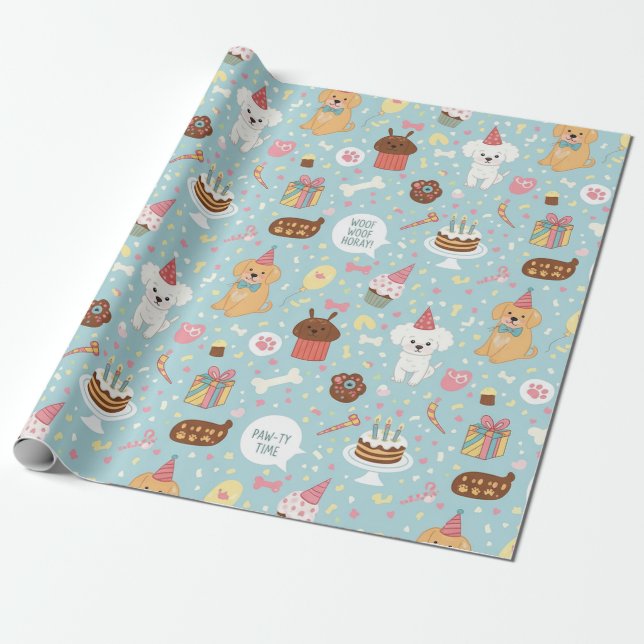 Papel De Regalo ¡Es un momento difícil! Cumpleaños del perro (Desenrollado)