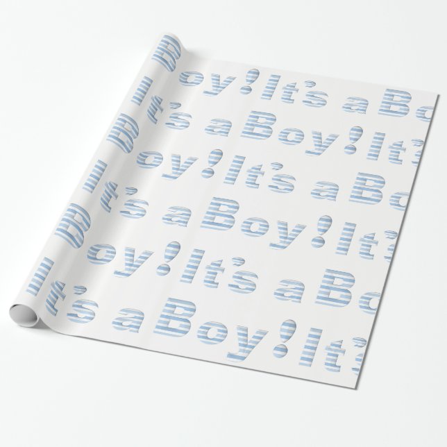 Papel De Regalo ¡Es UN MUCHACHO!  BABY SHOWER azul y blanco (Desenrollado)