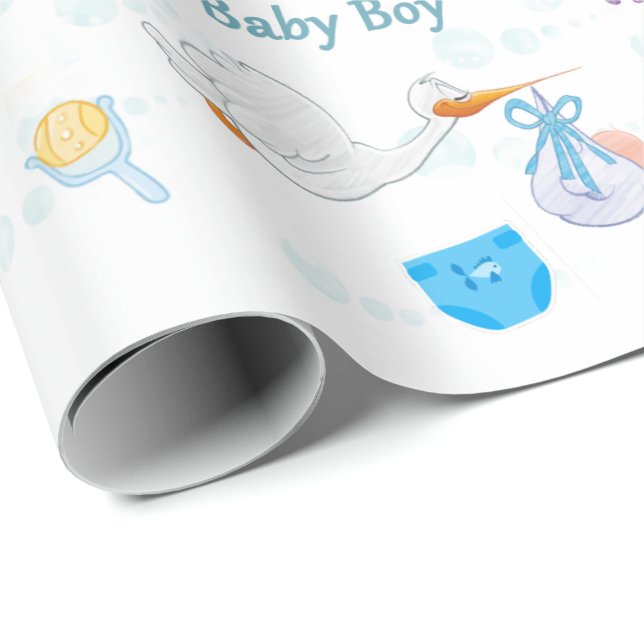 Papel De Regalo Es un niño - Baby Shower personalizado (Esquina del rollo)