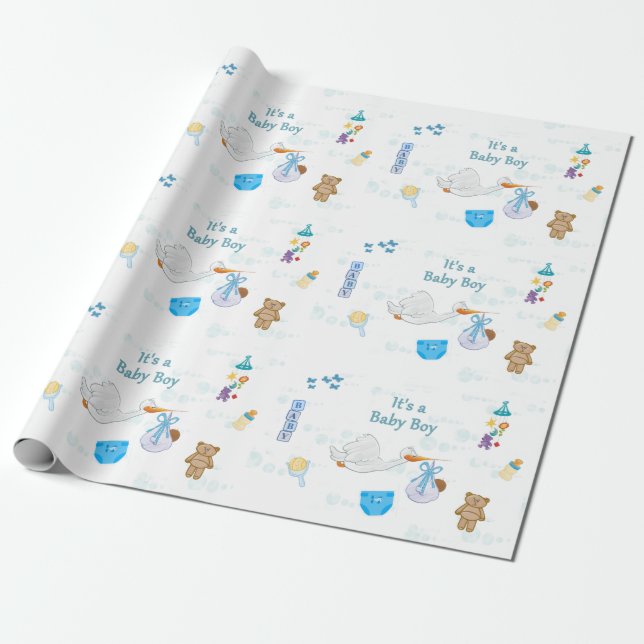 Papel De Regalo Es un niño - Baby Shower personalizado (Desenrollado)