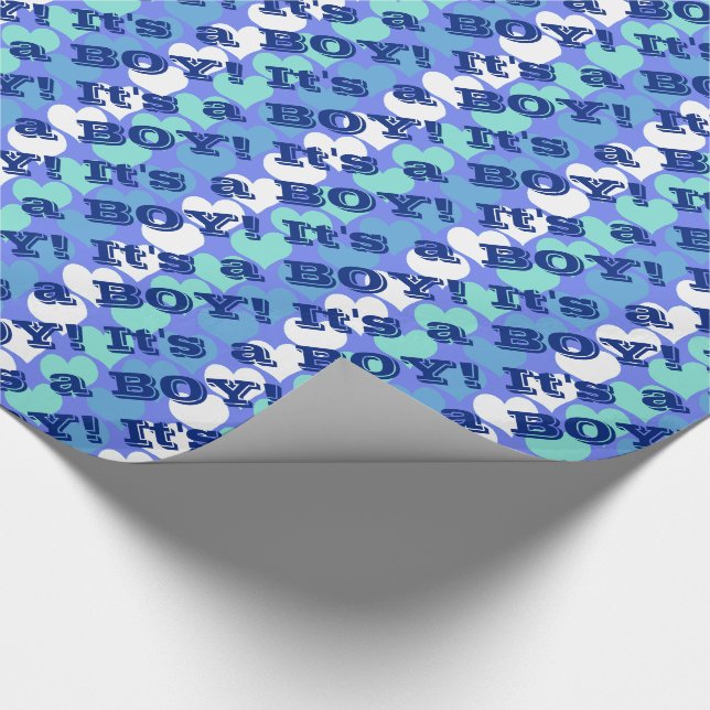 Papel De Regalo Es un niño corazón azul (Esquina)