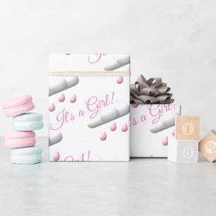 Papel De Regalo Es un Personalizable chica Baby Shower Gift Wrap