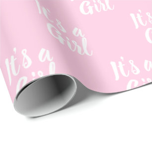 Papel De Regalo Es un regalo de Chica, una ducha blanca rosa claro