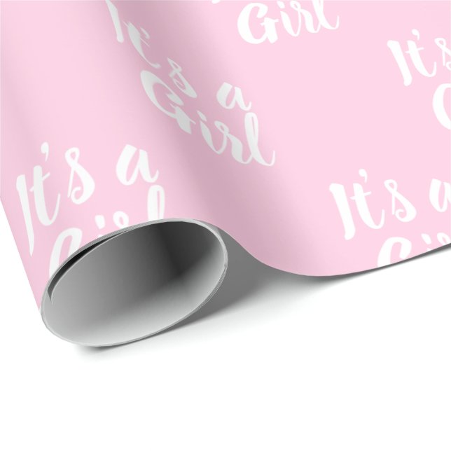 Papel De Regalo Es un regalo de Chica, una ducha de bebé blanca ro (Esquina del rollo)