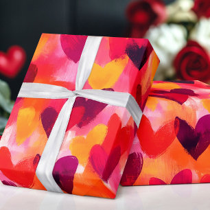 Papel De Regalo Esbozo abstracto Corazones coloridas