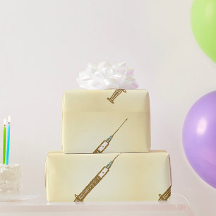 Papel De Regalo Esbozo de atención médica de jeringas de cosecha v