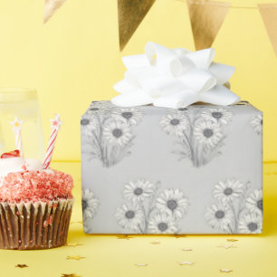 Papel De Regalo Esbozo De Daisy En Gris