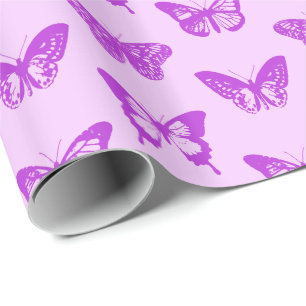 Papel De Regalo Esbozo de mariposa, rosa orquídea y violeta