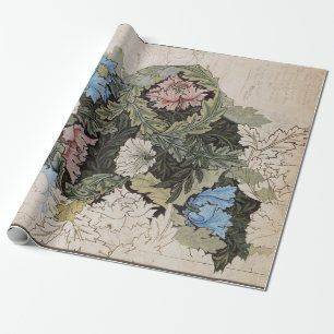 Papel De Regalo Esbozo de patrón floral Art Nouveau william morris
