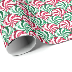 Papel De Regalo Escala de caramelos de menta - Patrón de Navidades