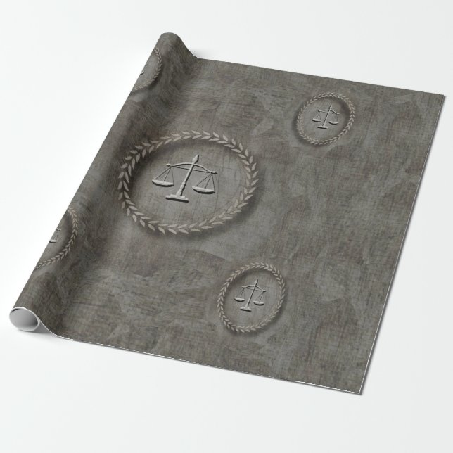Papel De Regalo Escala de Justicia Envuelta en Regalo Gris (Desenrollado)