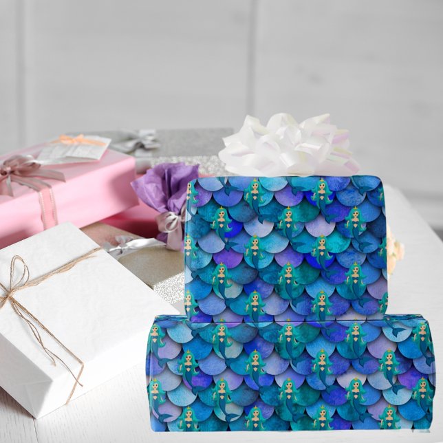 Papel De Regalo Escala de sirena azul púrpura princesa (Subido por el creador)