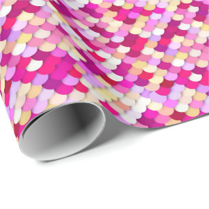 Papel De Regalo "Escalas de dragón" - magenta, rosa y oro