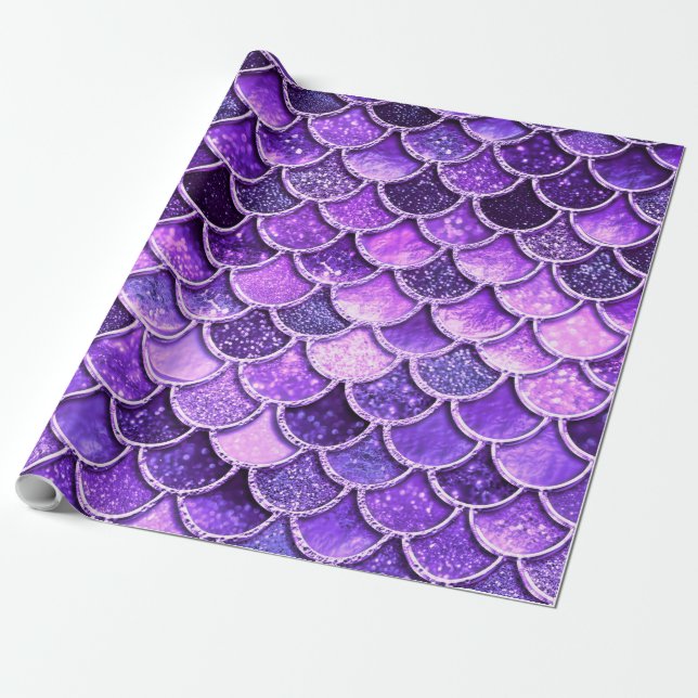 Papel De Regalo Escalas de sirenas de Purpurina ultravioleta (Desenrollado)