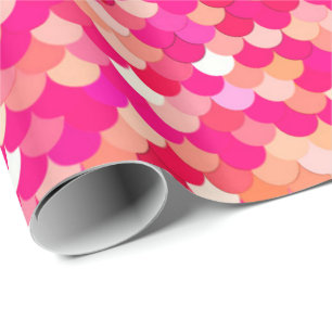 Papel De Regalo Escalas de sirvientas, coral, rosa fucsia y serpie