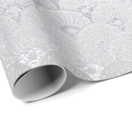 Papel De Regalo Escalas florales gris plateadas Seashelos Art Deco