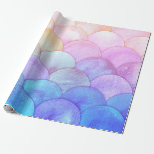 Papel De Regalo Escalas hermosas y coloridas de la sirena
