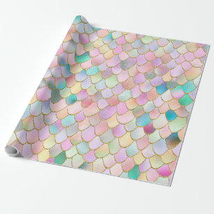 Papel De Regalo Escalas metalizado de la sirena del chica de moda