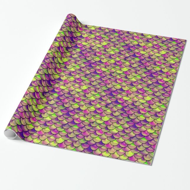 Papel De Regalo Escalas moradas y verdes (Desenrollado)