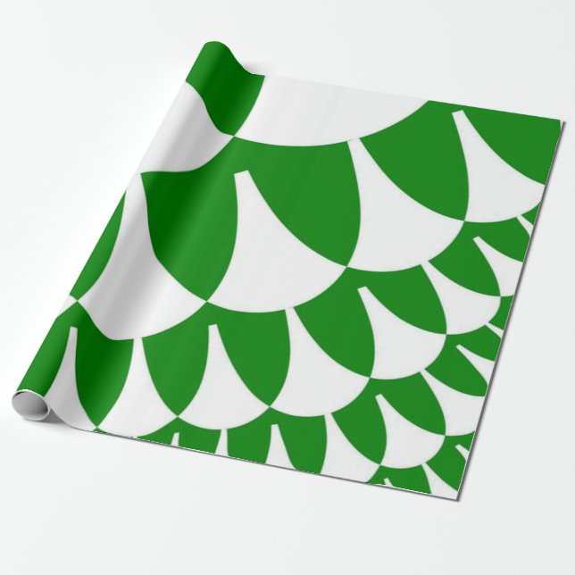 Papel De Regalo Escalas verdes y blancas (Desenrollado)