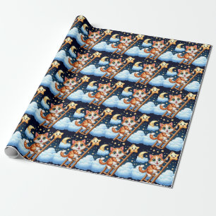 Papel De Regalo Escalera de gatitos a la luna