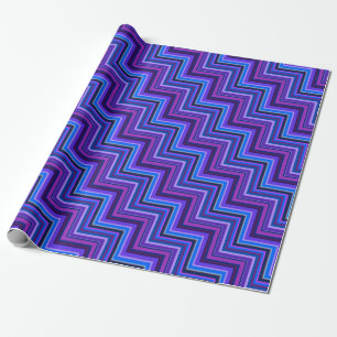 Papel De Regalo Escaleras de rayas azules y violetas