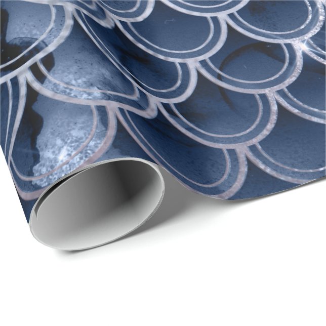 Papel De Regalo Escales de sirena Purpurina rosa rosa azul de la m (Esquina del rollo)