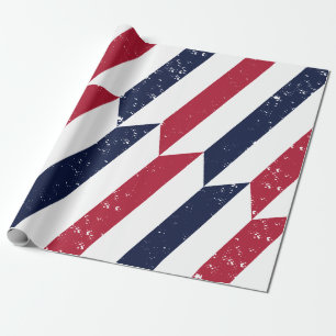 Papel De Regalo Escalones de libertad - Patriótico Blanco Rojo y A