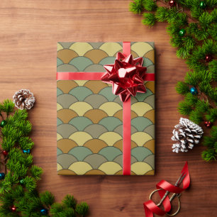 Papel De Regalo Escamas de dragón, abanicos, olas, Seigaiha, camuf