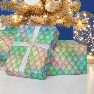 Papel De Regalo Escamas de Dragón Brillantes Arcoíris Pastel & Bri