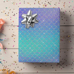 Papel De Regalo Escamas de Sirena Azul Púrpura Irisado
