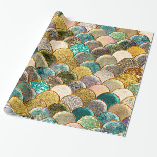 Papel De Regalo Escamas de Sirena Multicolor Brillo Glamour de Mod