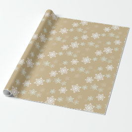 Papel De Regalo Escamas mates de la nieve del oro del navidad