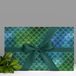Papel De Regalo Escamas Verdes de Sirena Bonita