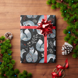 Papel De Regalo Escándalo acuarela Fox nórdica en negro