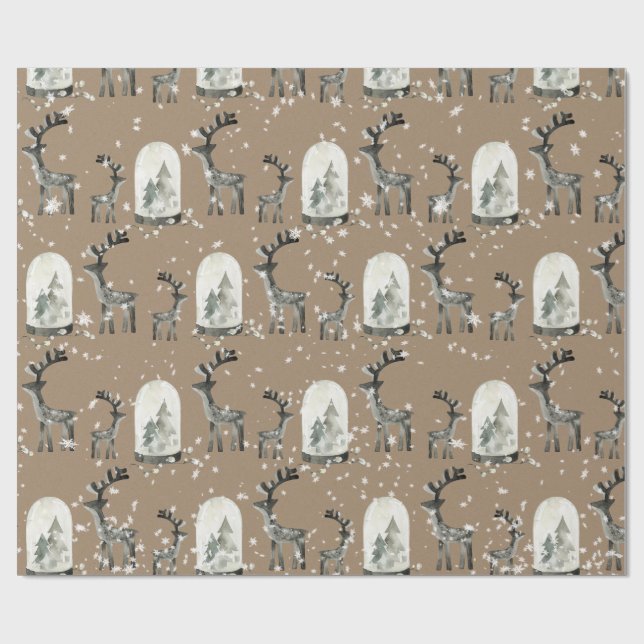 Papel De Regalo Escándalo de Kraft rústico tira luces a Navidades (Superficie plana)