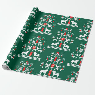 Papel De Regalo Escándalo festivo lindo verde rojo árbol de Navida