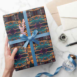 Papel De Regalo Escena alegre de celebración navideña de invierno
