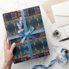 Papel De Regalo Escena alegre de celebración navideña de invierno