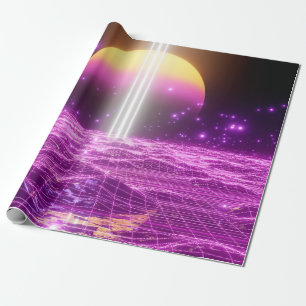 Papel De Regalo Escena de arte pop de ciencia ficción rosa moderno
