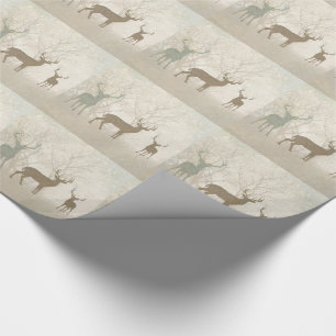Papel De Regalo Escena de bosque con siluetas de ciervo suave